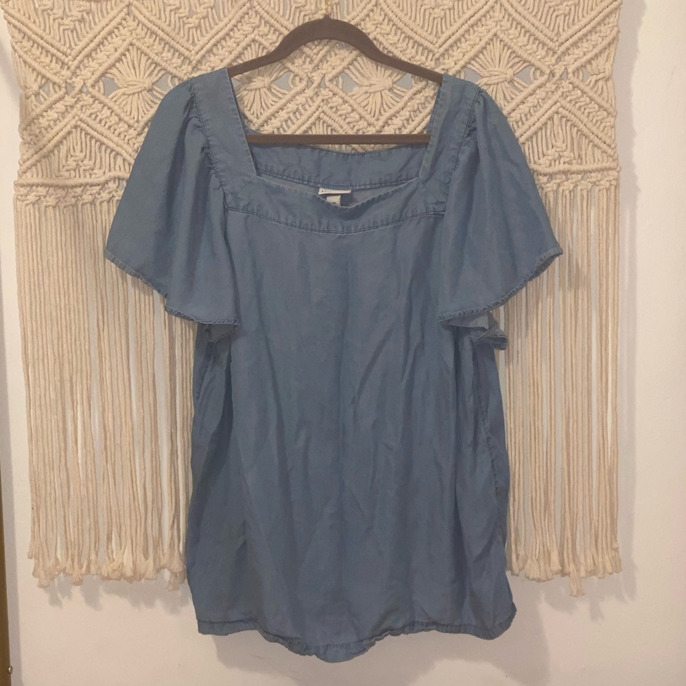 Ava & Viv Square Neck Denim Top